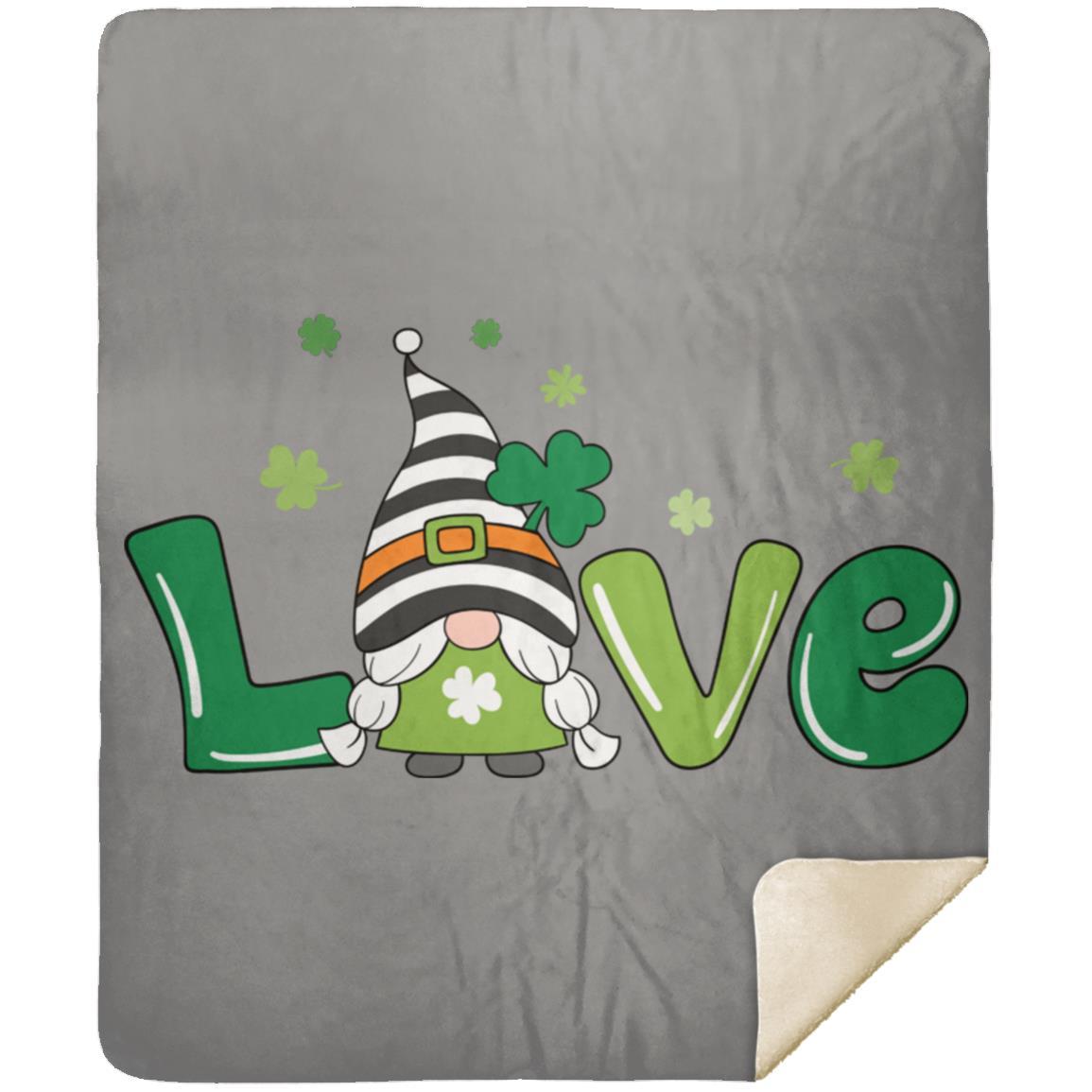 clover love gnome MSHM Premium Sherpa Blanket 50x60