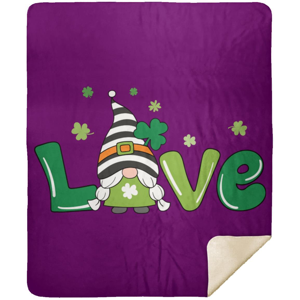 clover love gnome MSHM Premium Sherpa Blanket 50x60