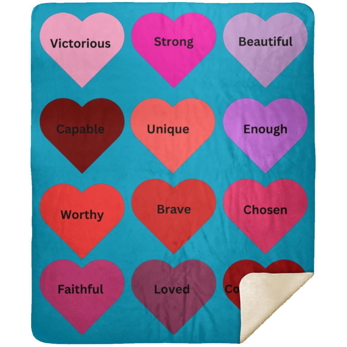 Positive hearts black MSHM Premium Sherpa Blanket 50x60