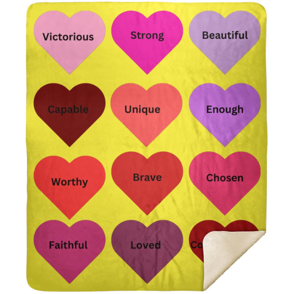 Positive hearts black MSHM Premium Sherpa Blanket 50x60