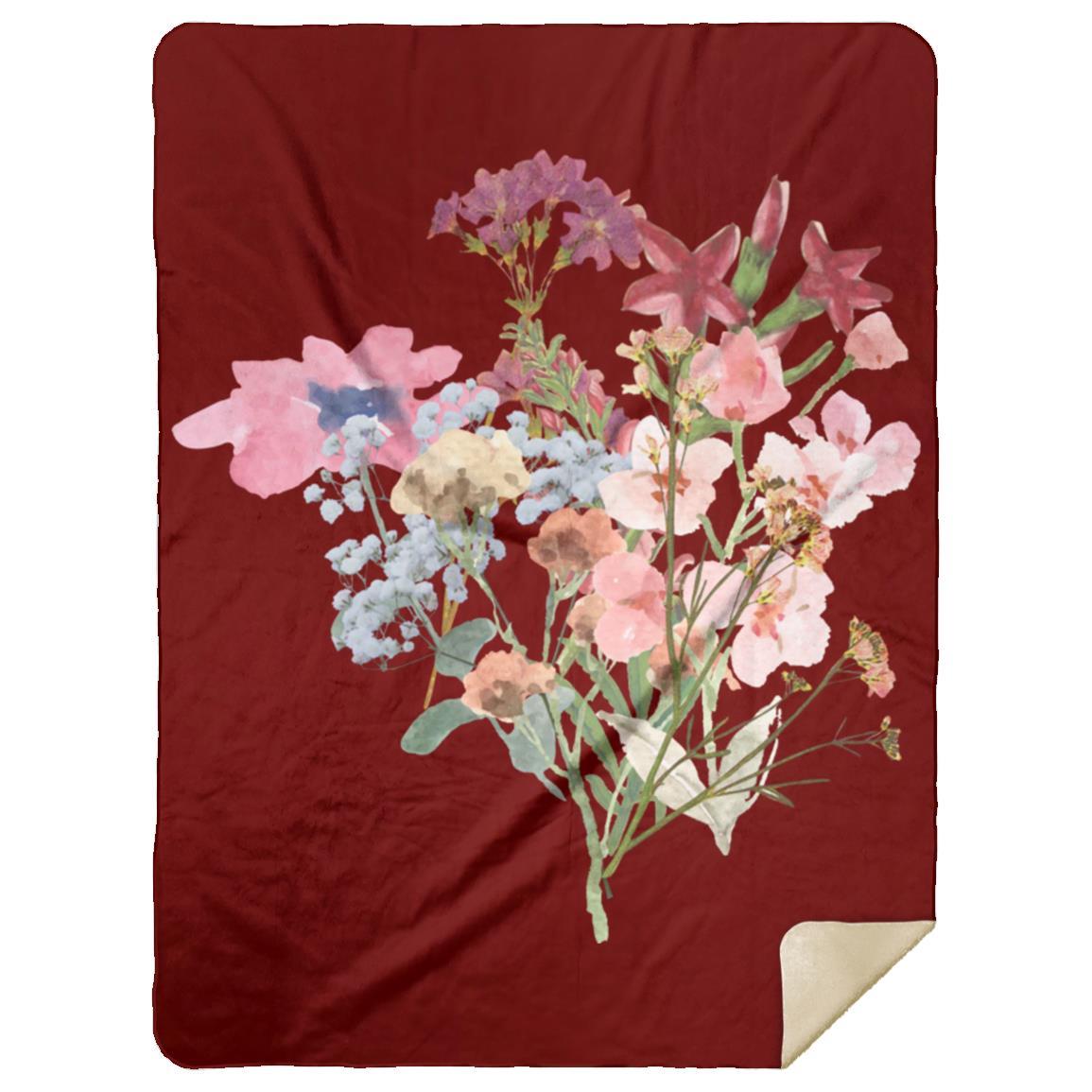 Watercolor Flowers t-shirt MSHL Premium Mink Sherpa Blanket 60x80