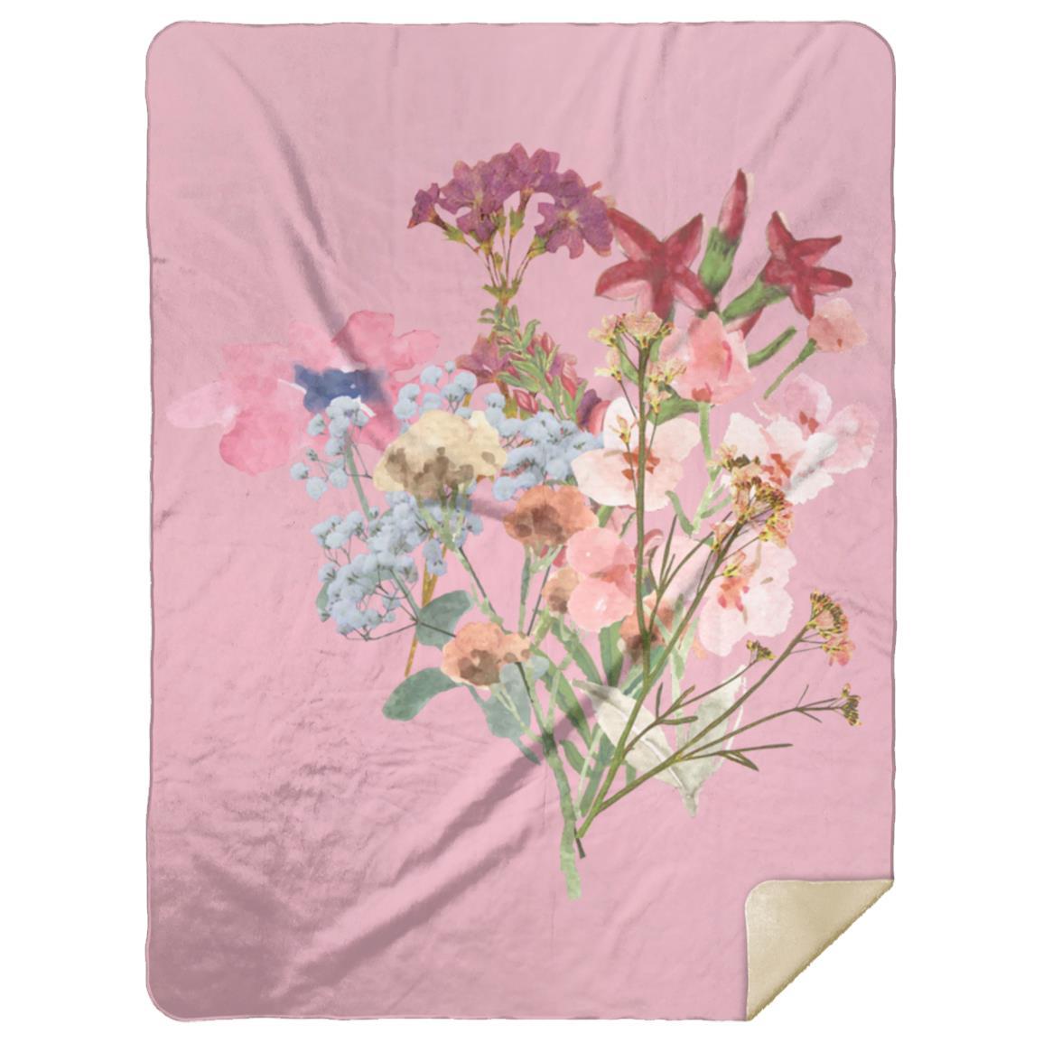 Watercolor Flowers t-shirt MSHL Premium Mink Sherpa Blanket 60x80