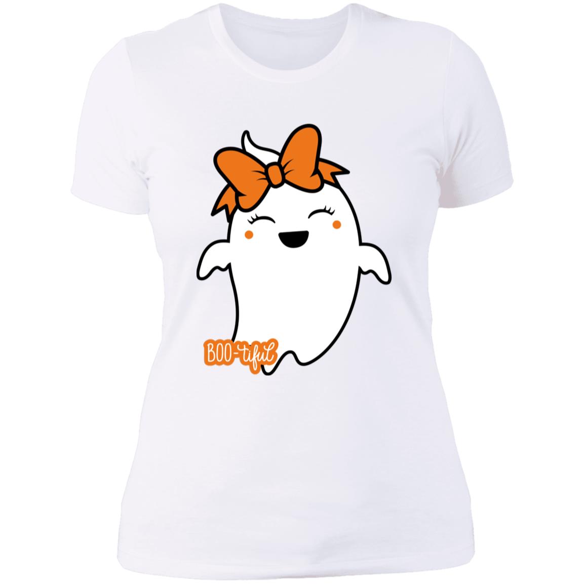 Boo-tiful Ghost with Bow -- Ladies' Boyfriend T-Shirt