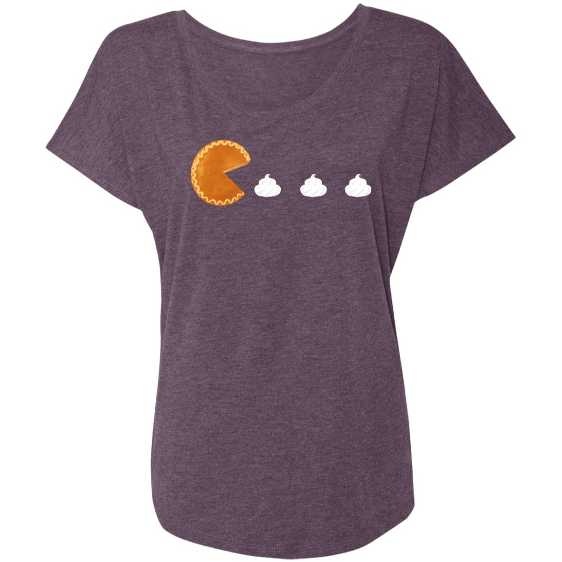 Pumpkin Pac Man -- Ladies' Triblend Dolman Sleeve