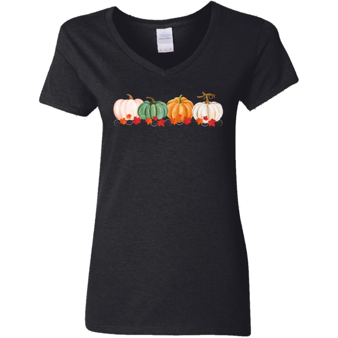 Pumpkins in a Row G500VL Ladies' 5.3 oz. V-Neck T-Shirt