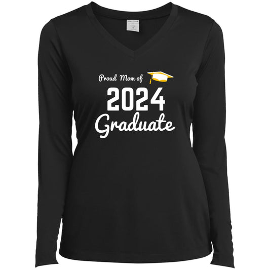 Proud Mom -- 2024 Graduate -- Ladies’ Long Sleeve Performance V-Neck Tee