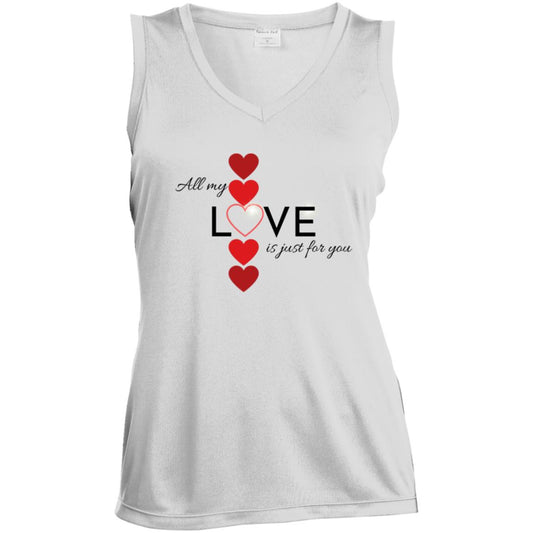 Elegant red hearts no background black t-shirt LST352 Ladies' Sleeveless V-Neck Performance Tee