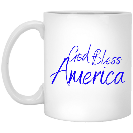 God bless America blue XP8434 11 oz. White Mug