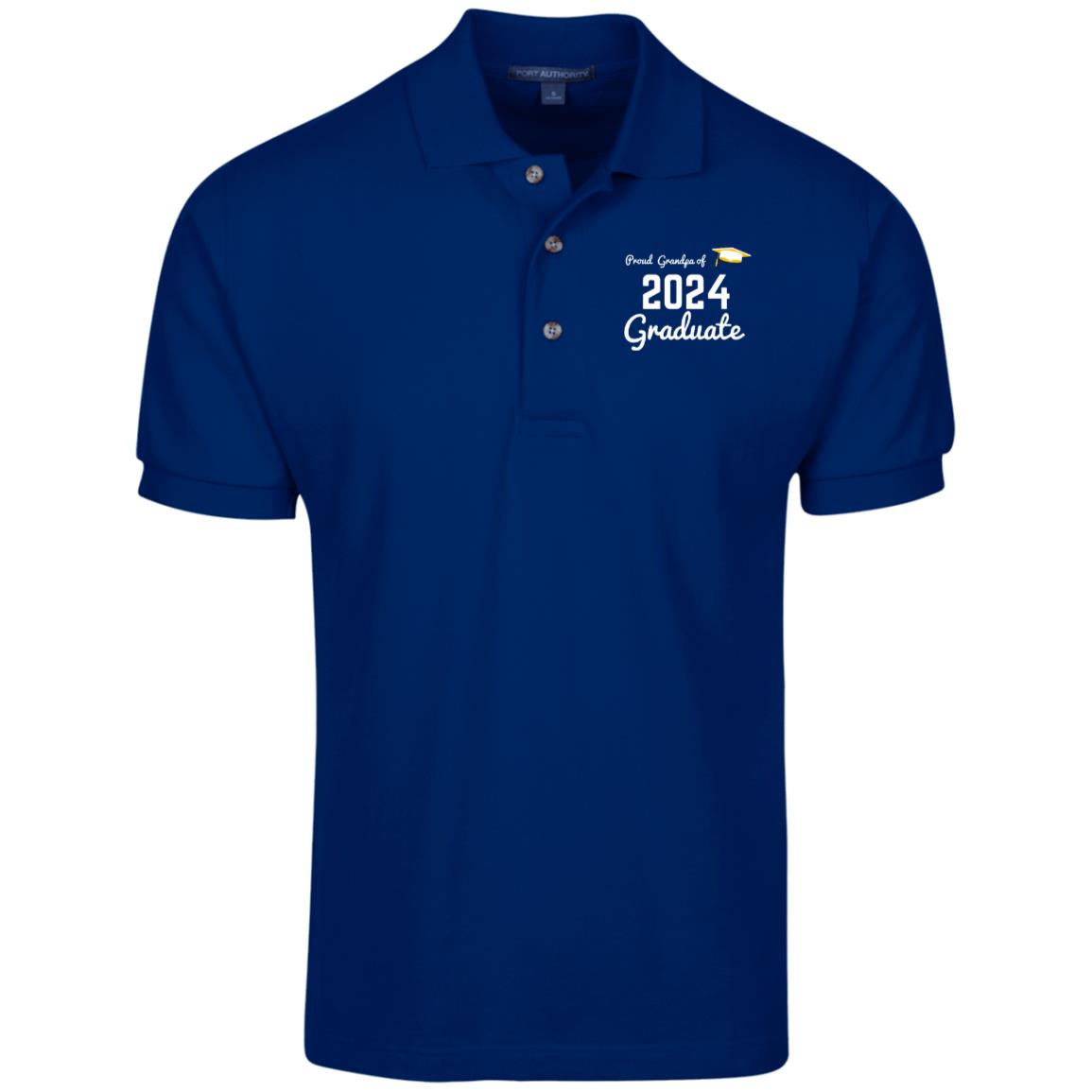 Proud Grandpa -- Graduate 2024 -- Cotton Pique Knit Polo