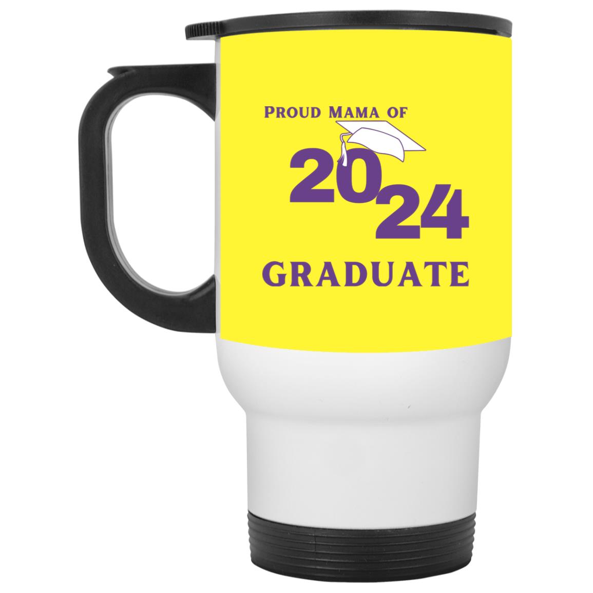 Proud Mama graduate 2024 purple CLOSEOUT - XP8400W White Travel Mug