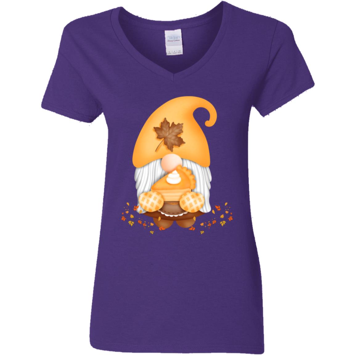 Gnome Pumpkin Pie G500VL Ladies' 5.3 oz. V-Neck T-Shirt