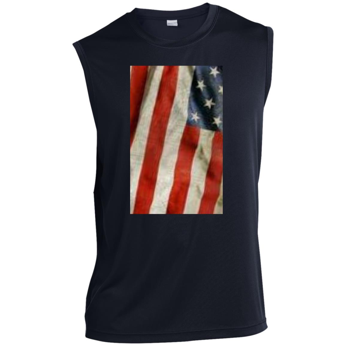 American Flag -- Distressed & Waving -- CLOSEOUT -- Men’s Sleeveless Performance Tee