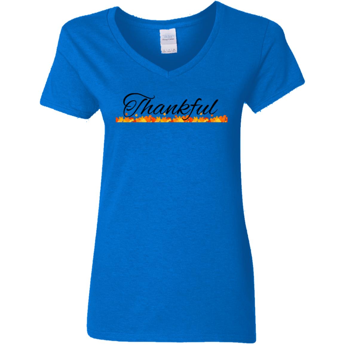 Thankful -- Ladies' 5.3 oz. V-Neck T-Shirt