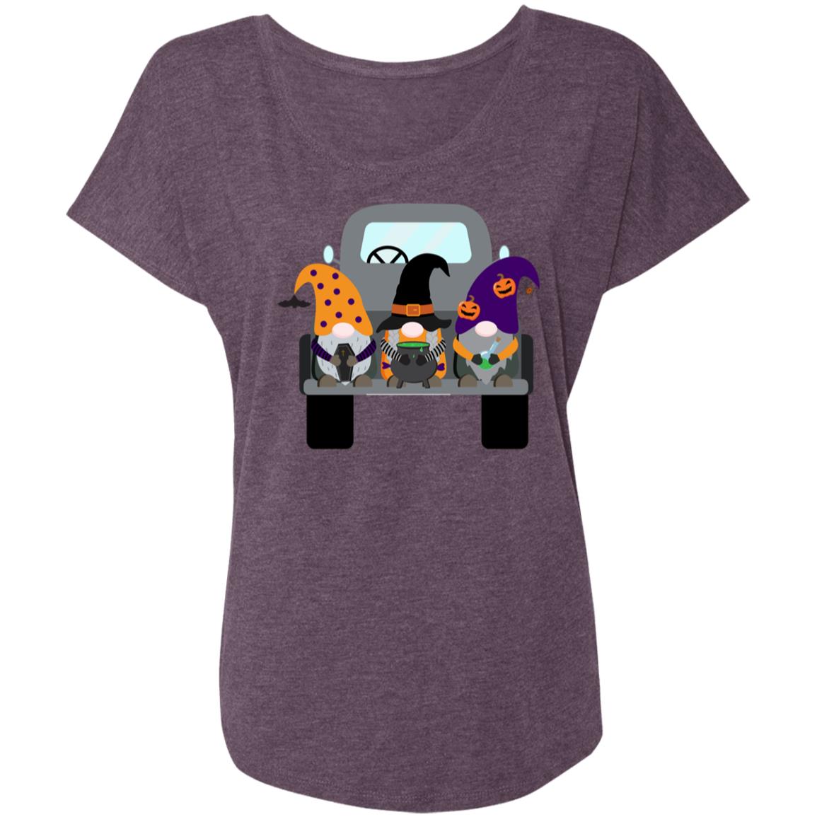 Halloween Gnomes in a Truck NL6760 Ladies' Triblend Dolman Sleeve