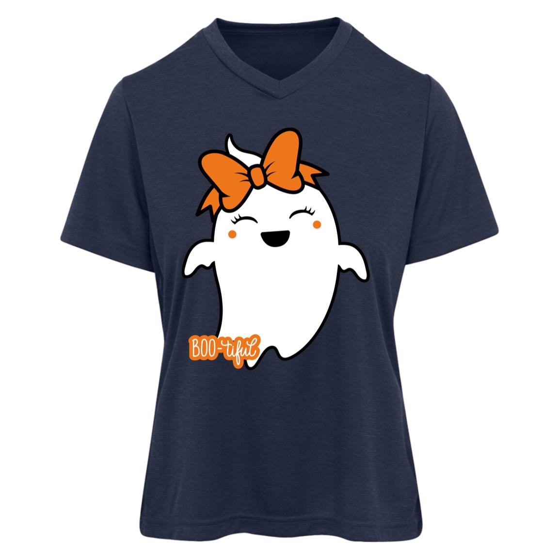 Boo-tiful Ghost with Bow TT11HW Team 365 Womens Sonic Heather Tee