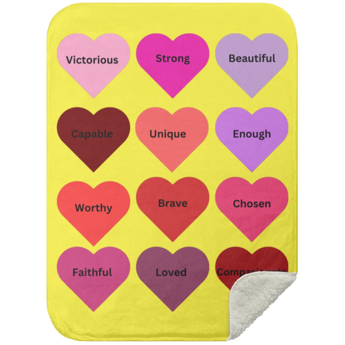 Positive hearts black MSHS Premium Sherpa Blanket 30x40