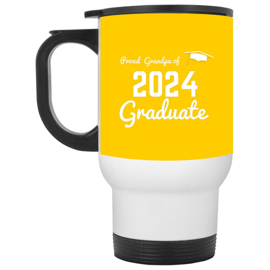 Proud Grandpa -- Graduate 2024 -- White Travel Mug