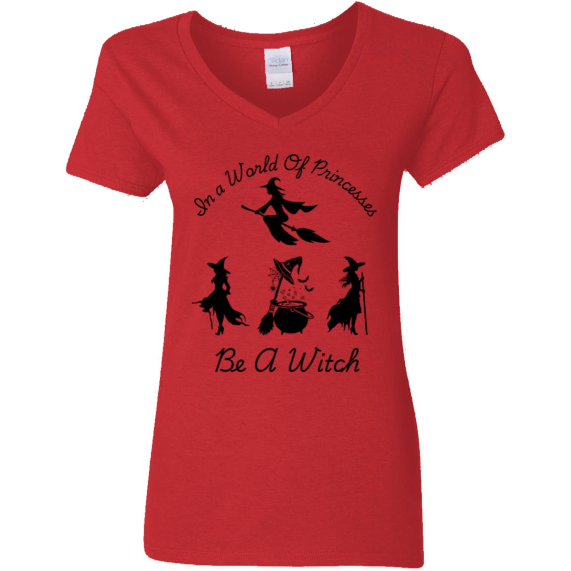 Be a Witch -- Ladies' 5.3 oz. V-Neck T-Shirt