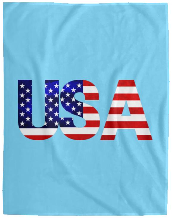 USA American Flag T-shirt VPL Cozy Plush Fleece Blanket - 60x80