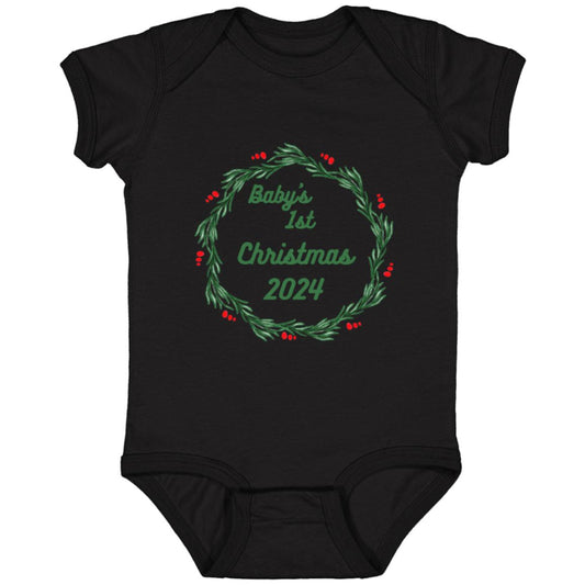 Baby’s 1st Christmas Wreath 2024 -- Infant Fine Jersey Bodysuit