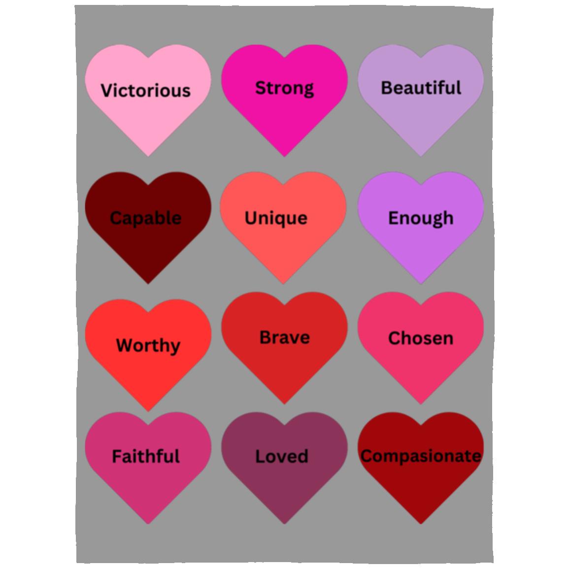 Positive hearts black FLL Arctic Fleece Blanket 60x80