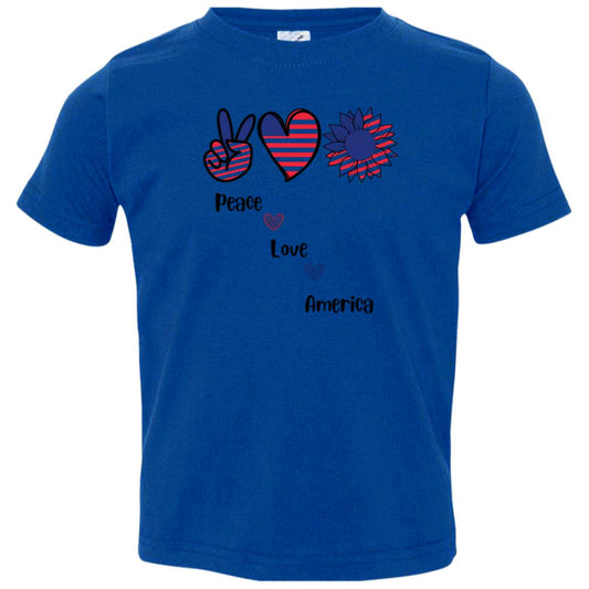 Peace, Love, America -- Toddler Jersey T-Shirt