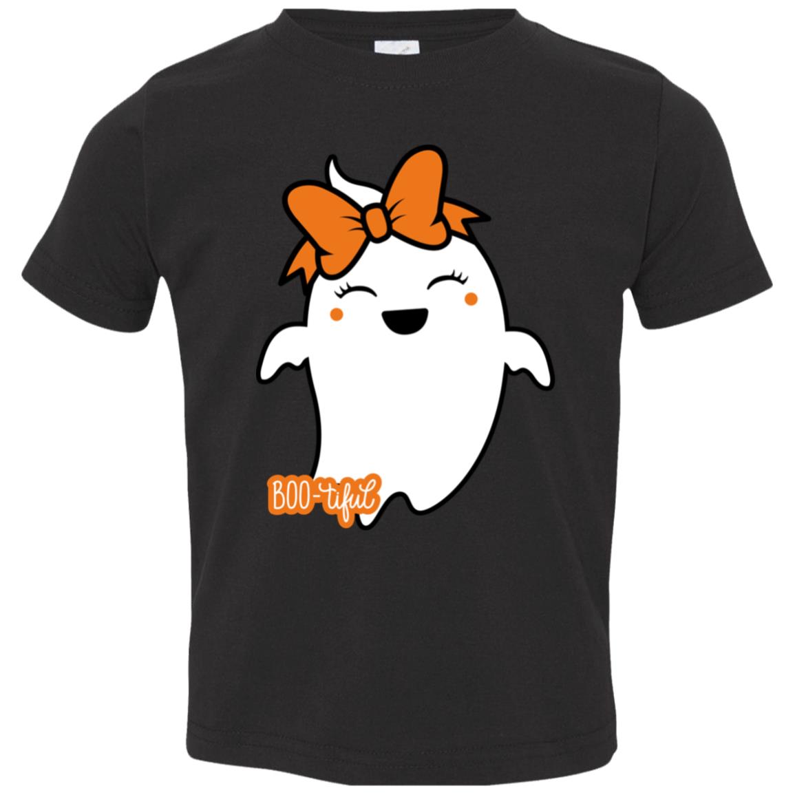 Boo-tiful Ghost with Bow 3321 Toddler Jersey T-Shirt