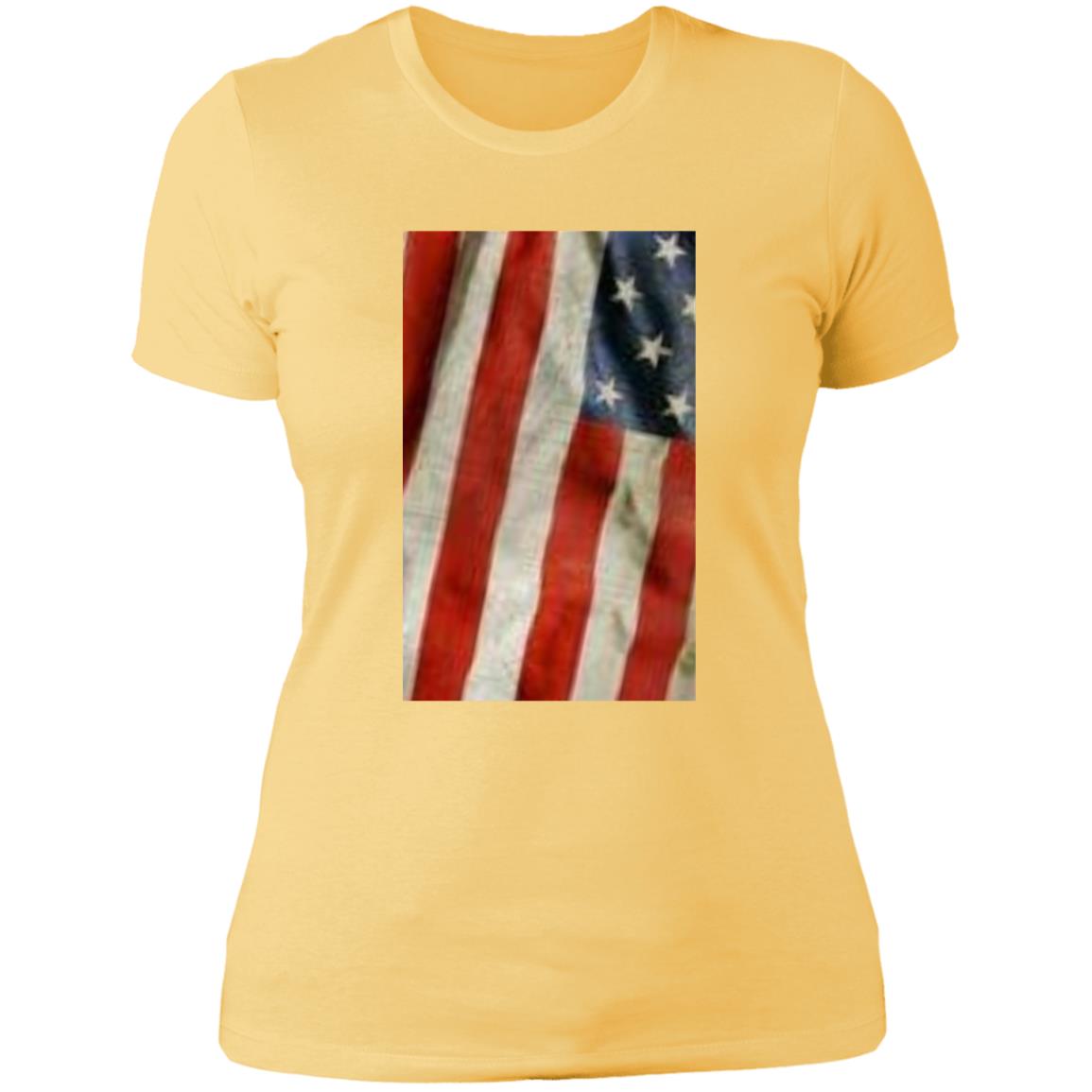 American Flag -- Distressed & Waving -- Ladies' Boyfriend T-Shirt