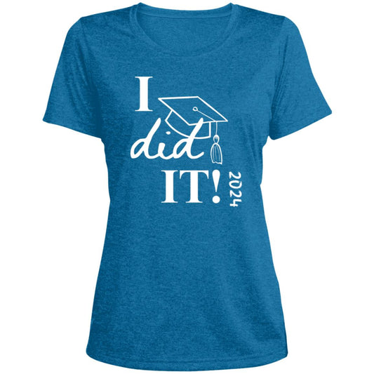 Graduation I did it 2024 CLOSEOUT - LST360 Ladies' Heather Scoop Neck Performance Tee