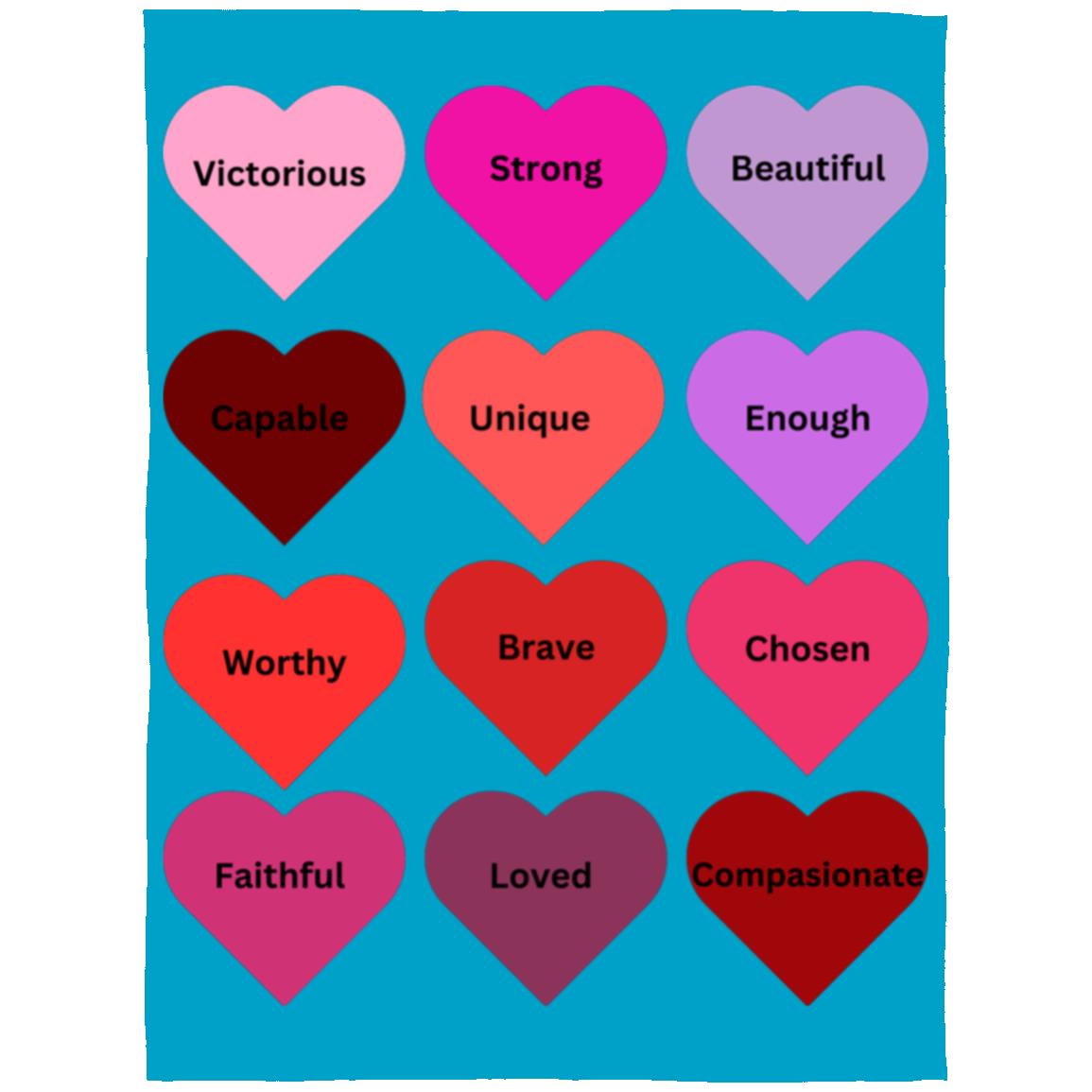 Positive hearts black FLL Arctic Fleece Blanket 60x80