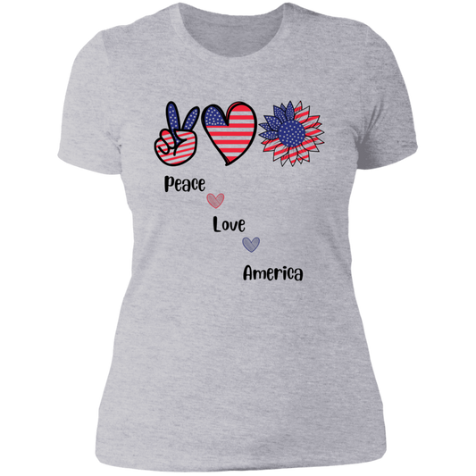 Ladies' Boyfriend T-Shirt -- Peace Love America