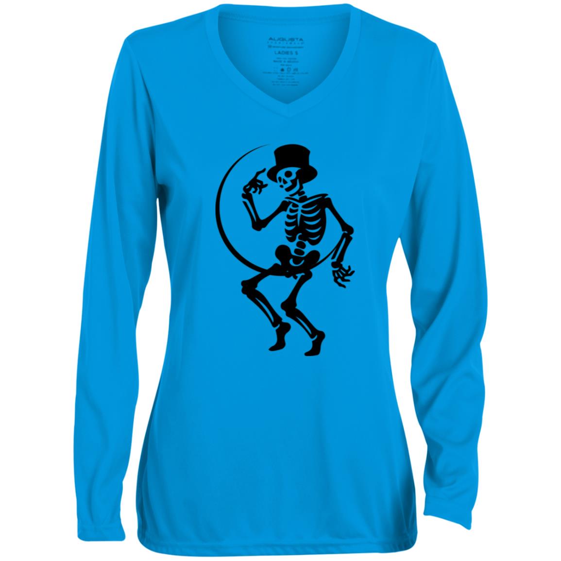 Moon and Skeleton CLOSEOUT -- Ladies' Moisture-Wicking Long Sleeve V-Neck Tee