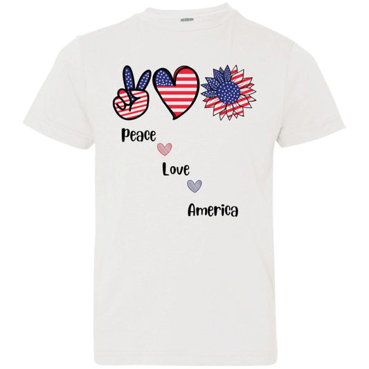 Peace, Love, America -- Youth Jersey T-Shirt