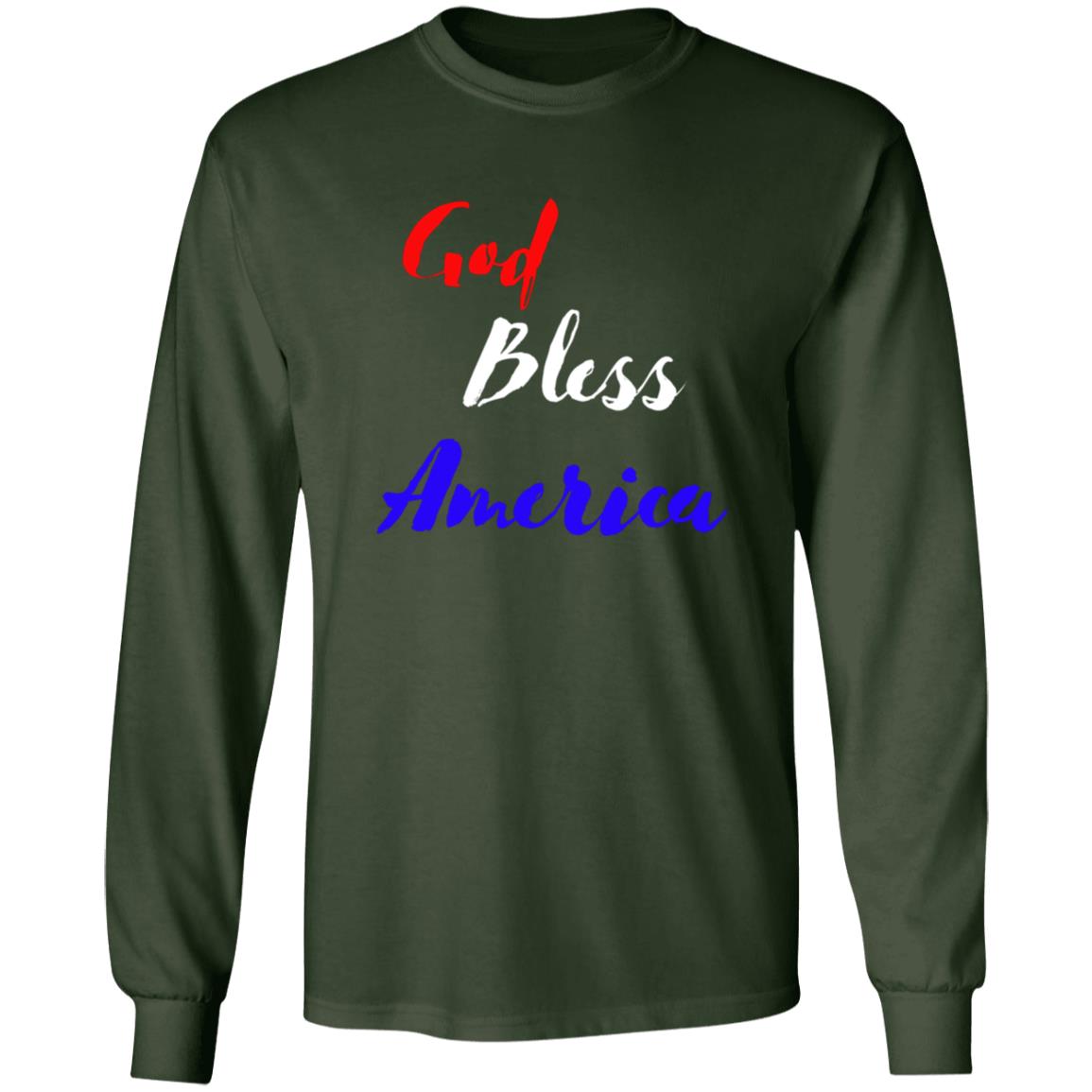 God bless America red white blue CLOSEOUT - G240 LS Ultra Cotton T-Shirt