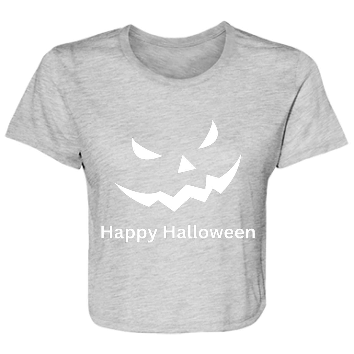 Scary Black Jack o' Lantern -- Ladies' Flowy Cropped Tee