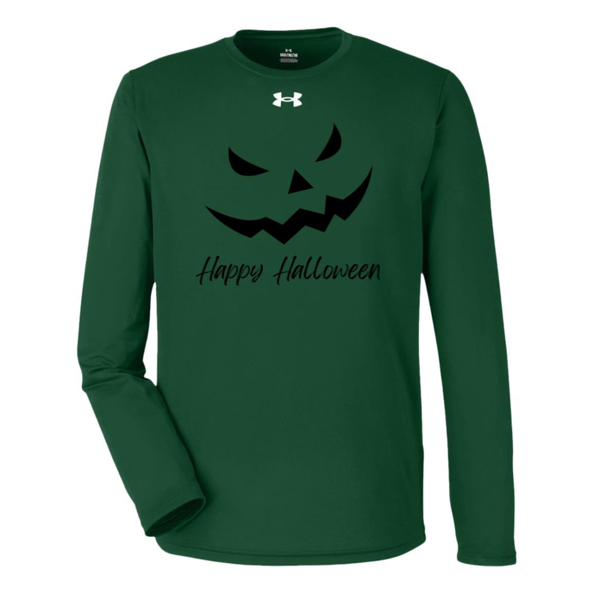 Scary Jack O Lantern Face -- Under Armour Team Tech Long Sleeve Tee