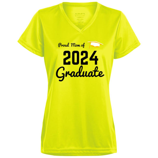 Proud Mom -- 2024 Graduate -- Ladies’ Moisture-Wicking V-Neck Tee