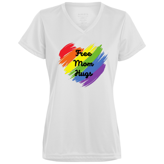 Free Mom Hugs -- Ladies’ Moisture-Wicking V-Neck Tee