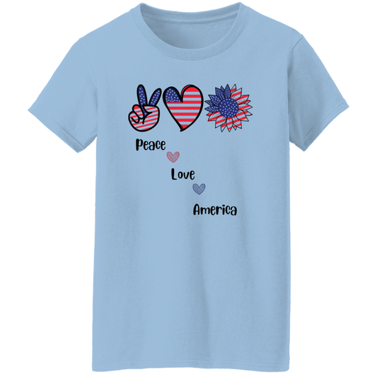 Ladies' T-Shirt -- Peace Love America