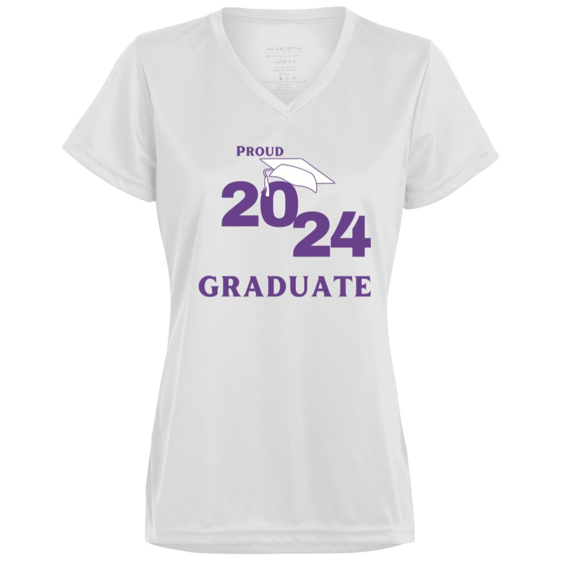 Proud 2024 Graduate -- Ladies’ Moisture-Wicking V-Neck Tee