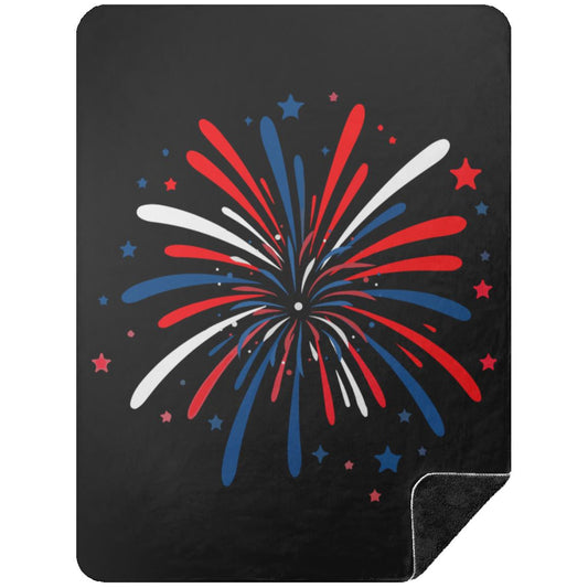 4th of July Firework BSHL Premium Black Sherpa Blanket 60x80