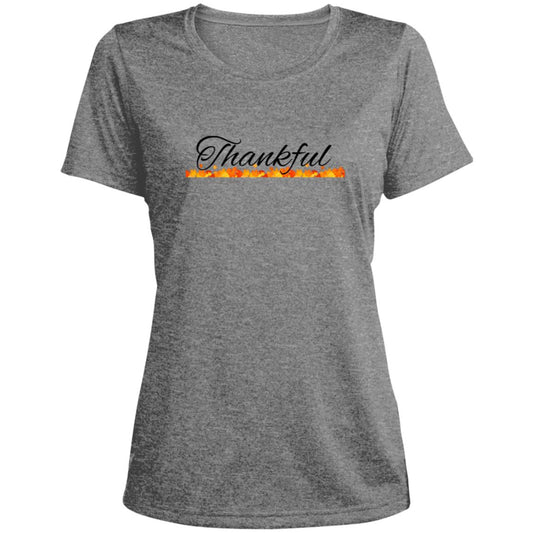 Thankful CLOSEOUT -- Ladies' Heather Scoop Neck Performance Tee