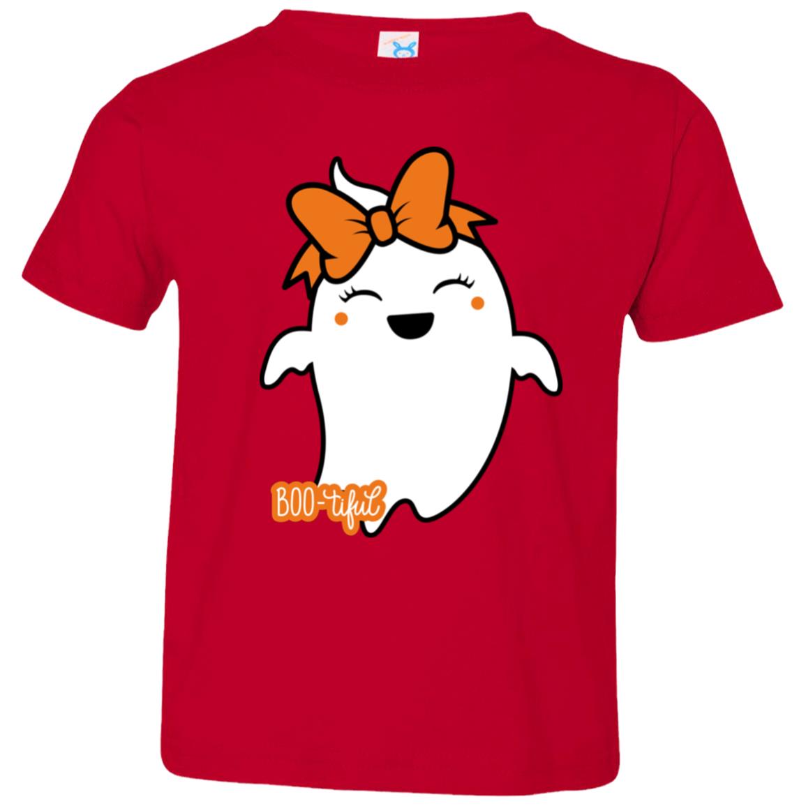 Boo-tiful Ghost with Bow 3321 Toddler Jersey T-Shirt