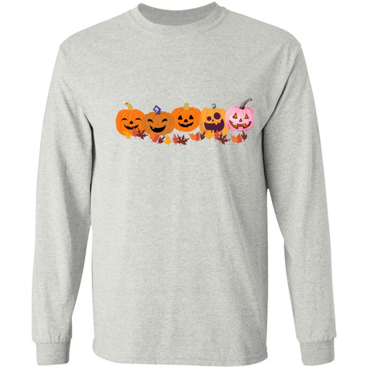 Jack 0 Lanterns in a Row -- LS T-Shirt 5.3 oz.