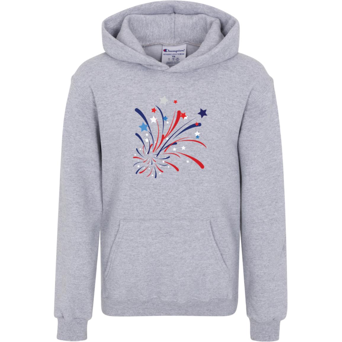 4th of July Firework -- Champion Kids Powerblend Hoodie