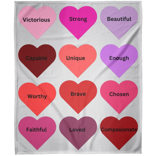 Positive hearts black FLM Arctic Fleece Blanket 50x60