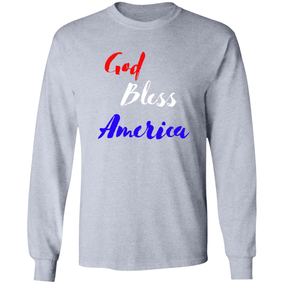 God bless America red white blue CLOSEOUT - G240 LS Ultra Cotton T-Shirt