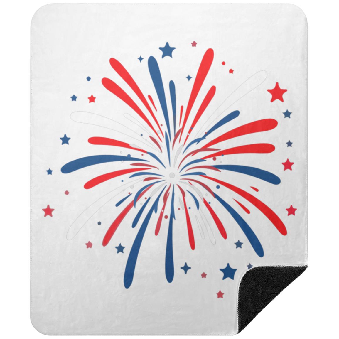 4th of July Firework BSHM Premium Black Sherpa Blanket 50x60