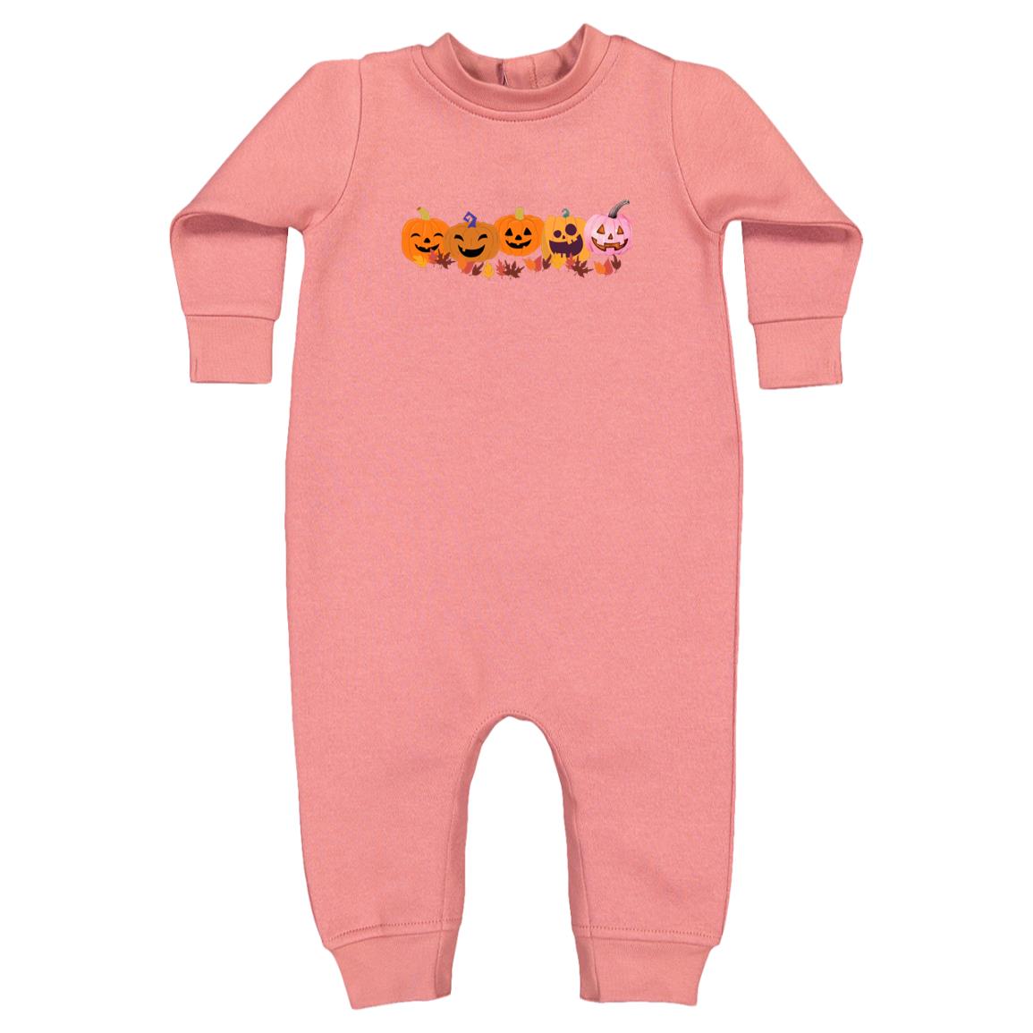 Jack 0 Lanterns in a Row -- Rabbit Skins Infant Fleece One-Piece Bodysuit