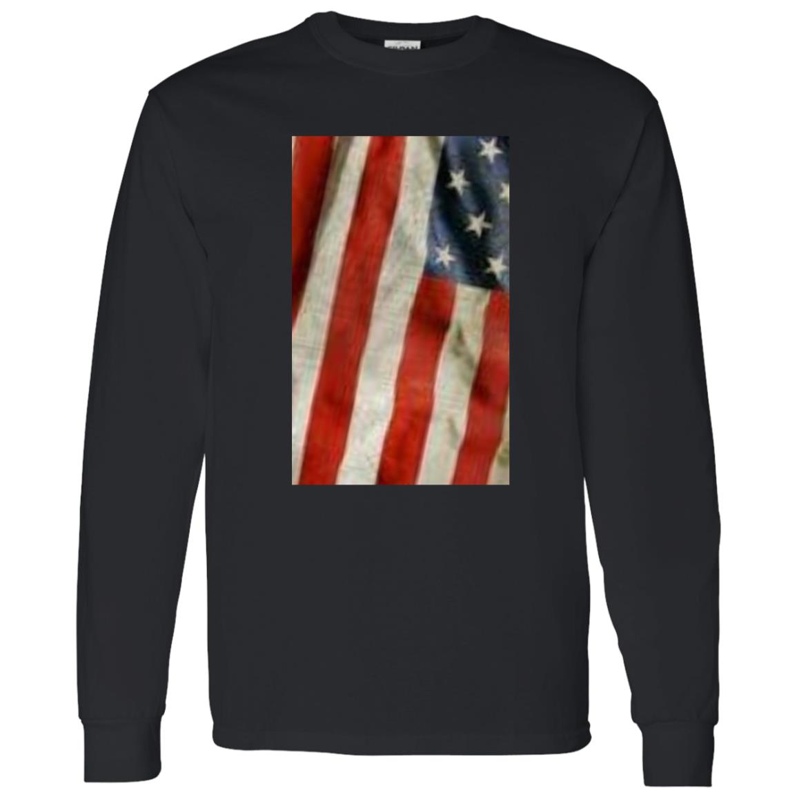 American Flag -- Distressed & Waving -- LS T-Shirt